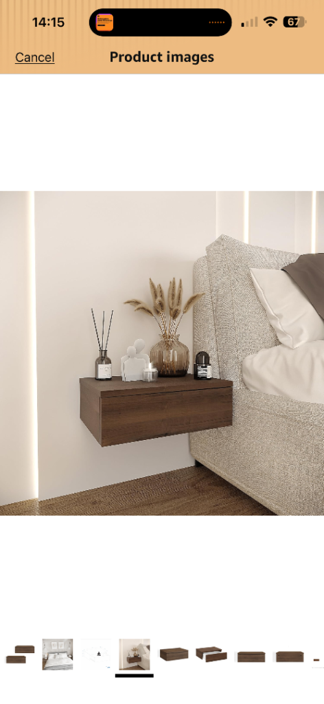 Walnut bedside floating cabinets set of 2 