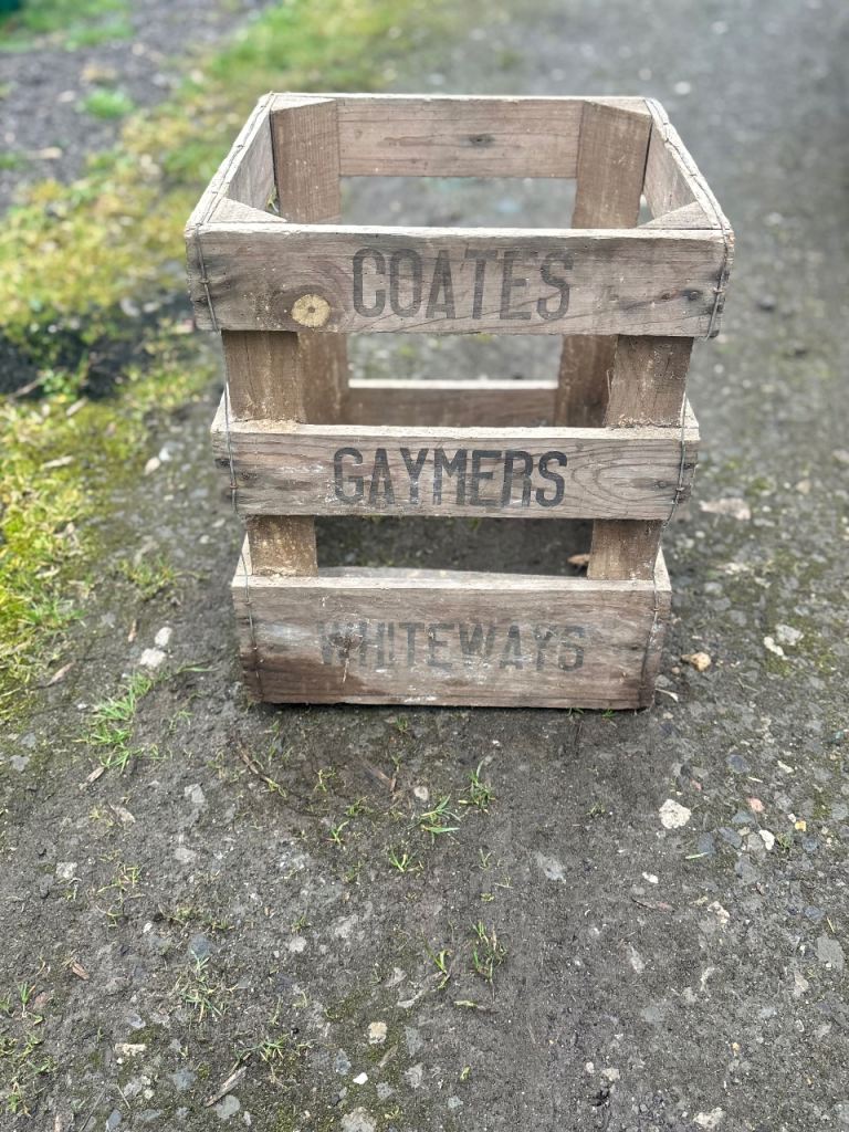 An Antique,Old wooden Cider crate.wedding/Display/Farm shop