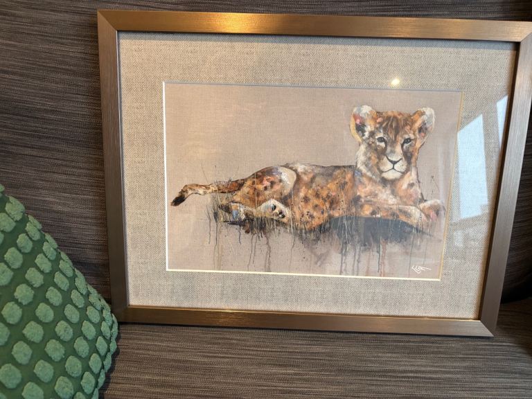 Louise Luton - 'Can't Wait To Be King' Lion Framed Print & Mount, 32 x 42cm, Brown/Multi