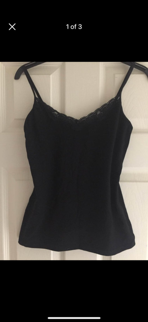 (335) Black camisole top, size 14