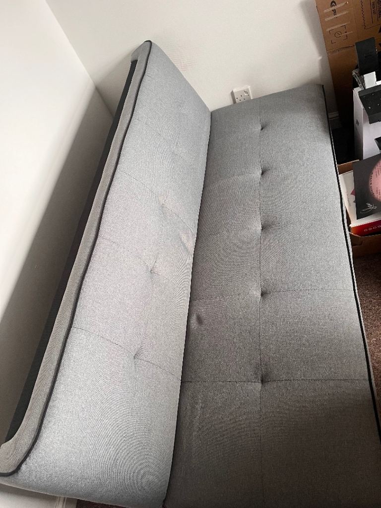Grey Fabric Click-Clack Sofa Bed – Excellent Condition