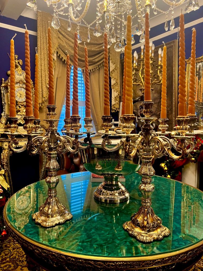 image for Large pair of antique Italian hallmarked silver candelabras / candlesticks 3195g