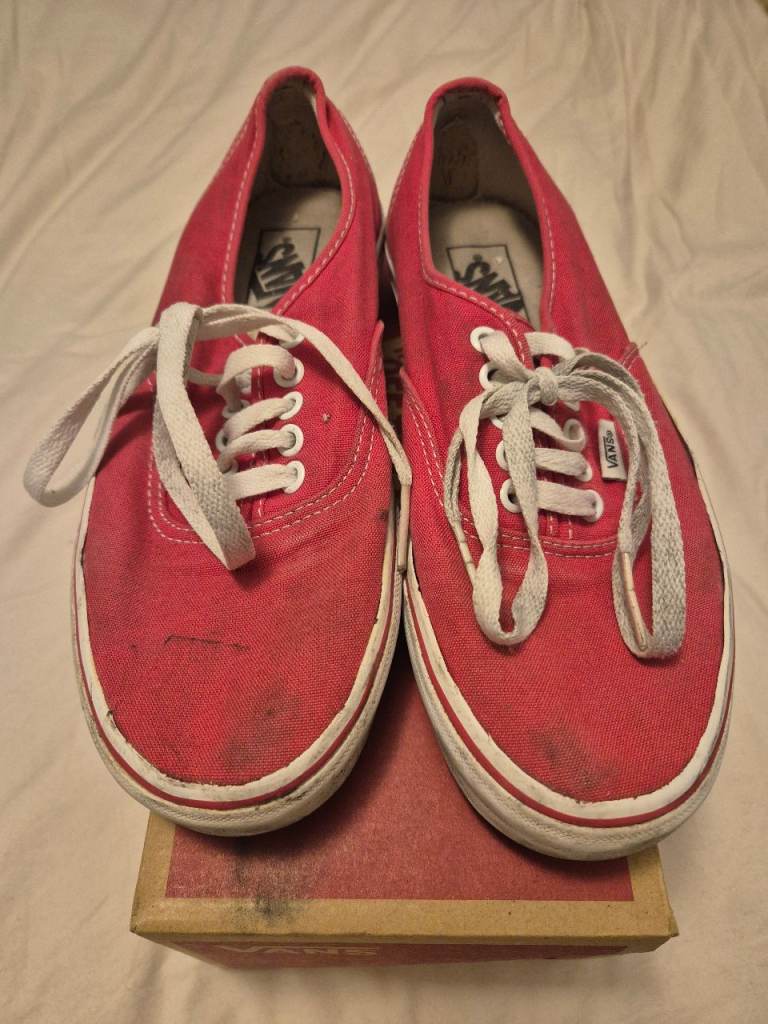 Vans Classic Red White Canvas Trainers 7UK