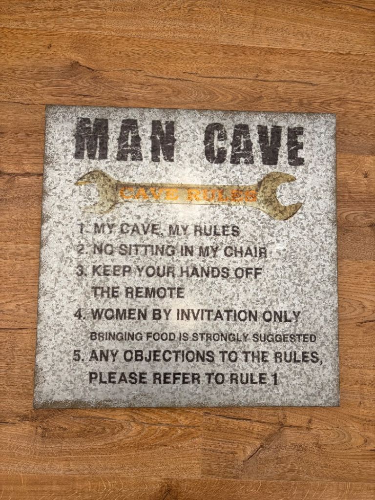 Man cave rules large metal picture 
