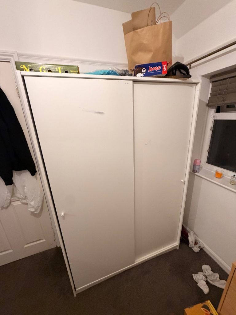 White Wardrobe with Sliding Doors – Good Condition