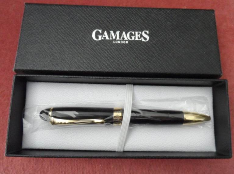 GAMAGES OF LONDON Luxury stove varnished  Ball Pen with IP plating