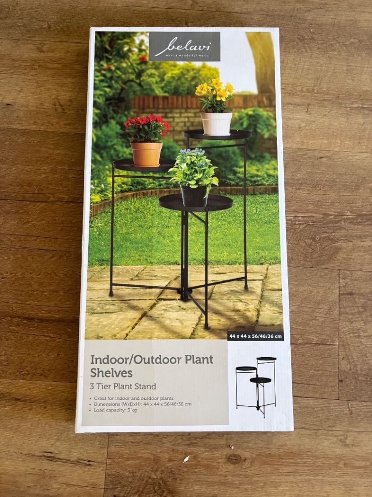New Indoor Outdoor Black Metal 3 Tier Plant Stand