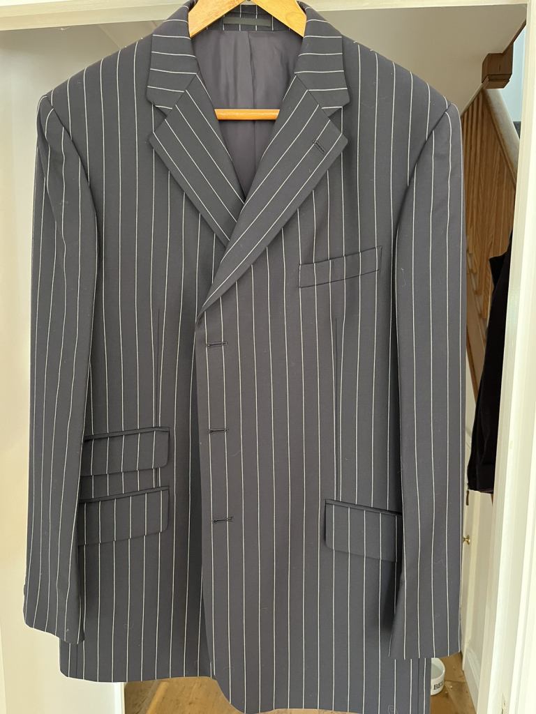 TM Lewin Pure New Wool Navy Chalk Stripe Suit