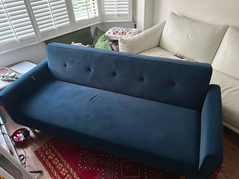 Stylish Blue Sofa Bed - excellent condition from smoke free home 
