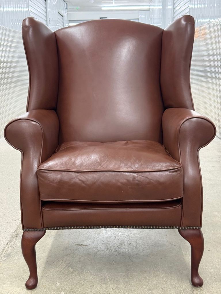 Laura Ashley Denbigh leather armchair wingback chair 