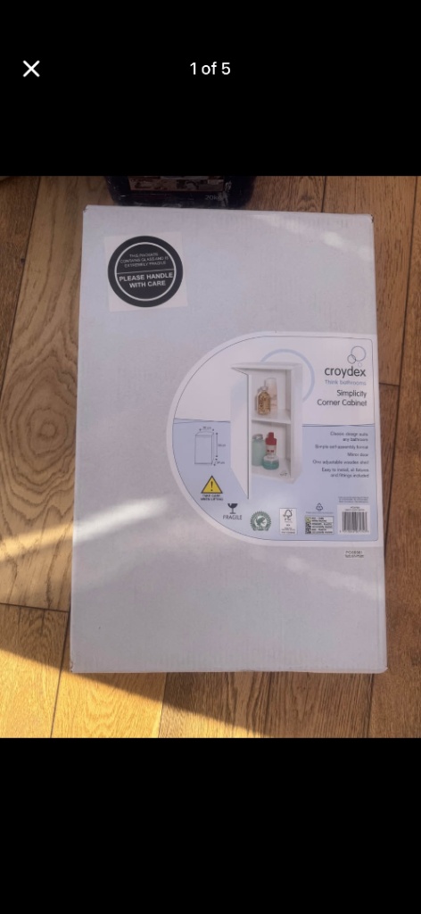 Croydex Simplicity Corner Bathroom Mirror Cabinet 300 x 500mm White - WC257222
