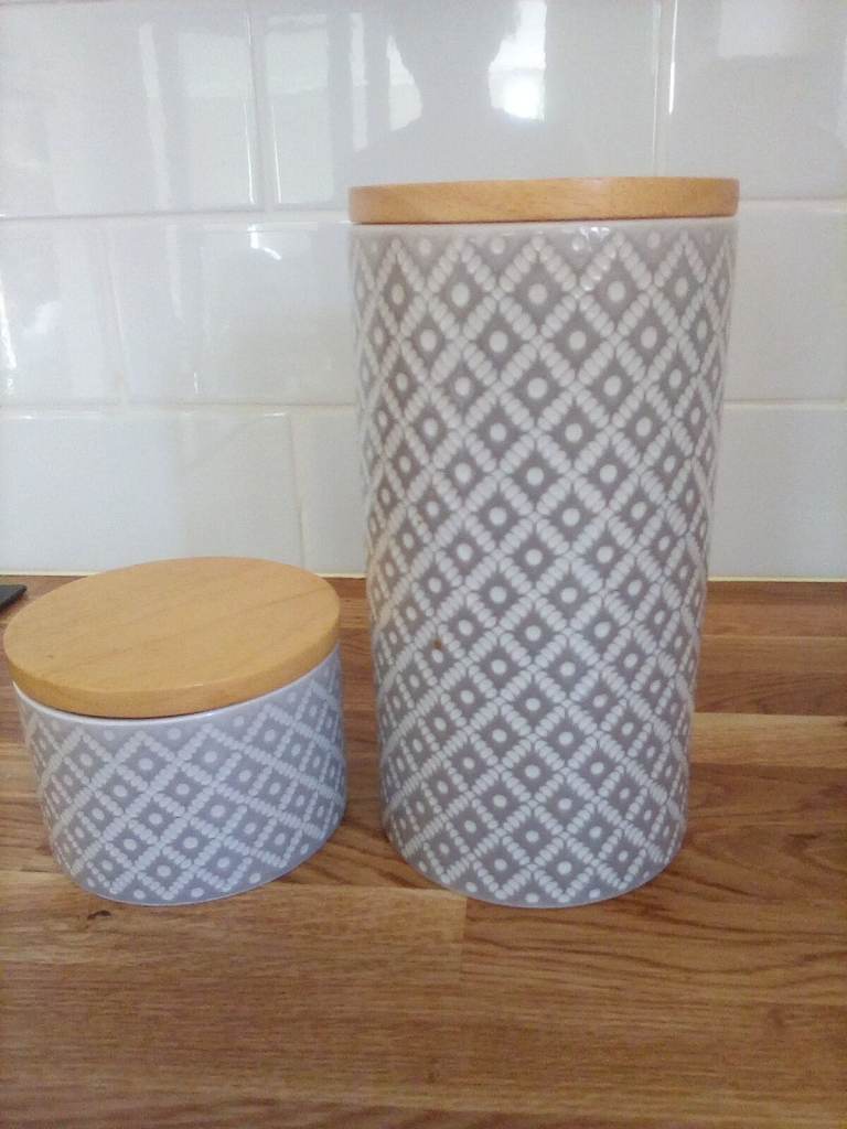 Next Grey Geo Large and Small Canisters