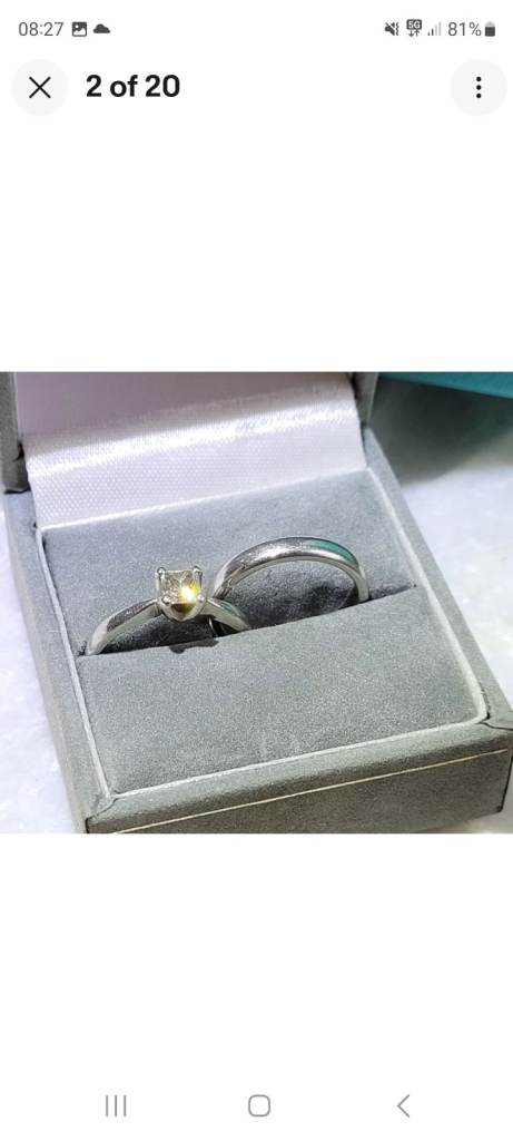 Tiffany & Co Wedding Band Diamond Solitaire Princess Engagement Ring Size J US 5