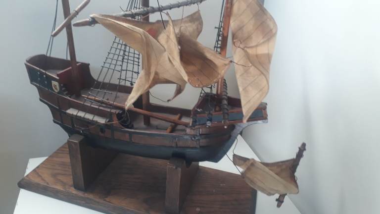 Vintage Folk Art Galleon Ship Arts and Crafts