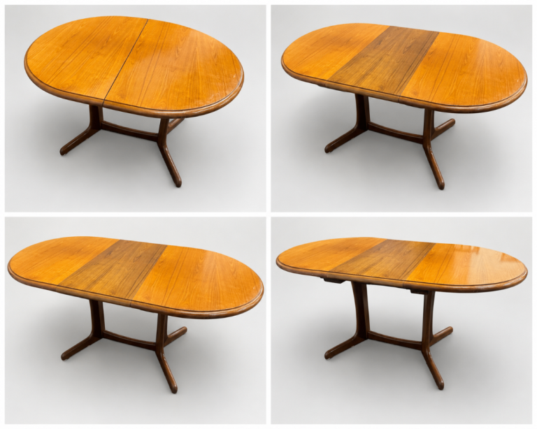 Mid Century Extending Teak Dining Table – Oval Danish Style Retro Table