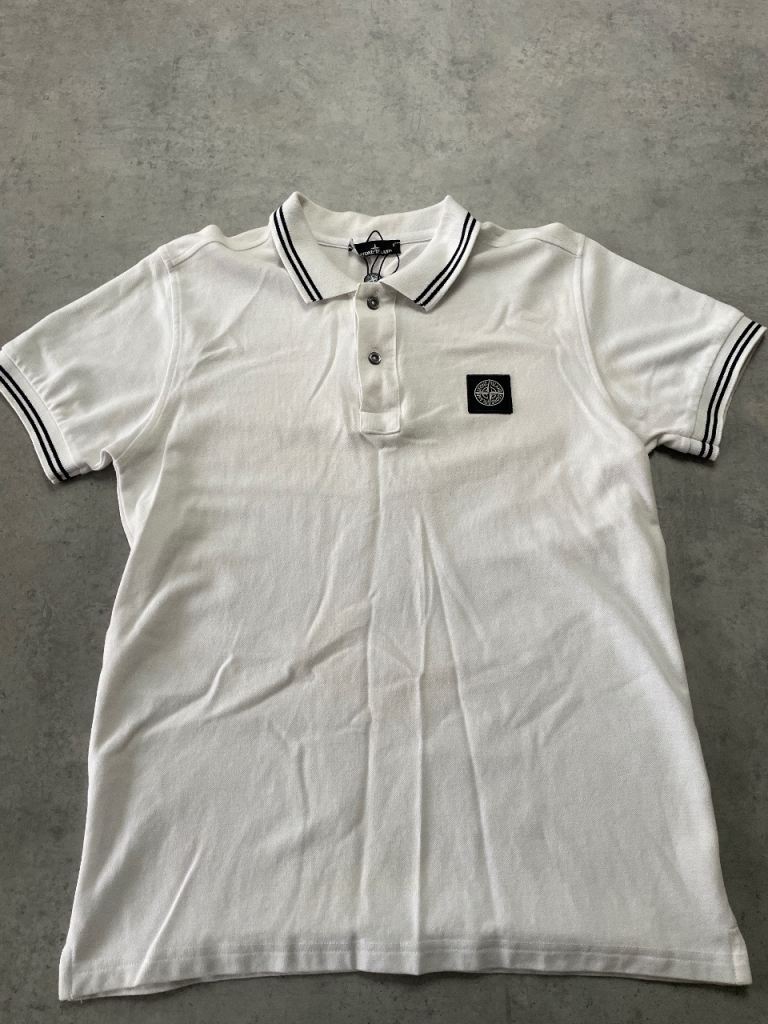 White Collar T-Shirt with Badge