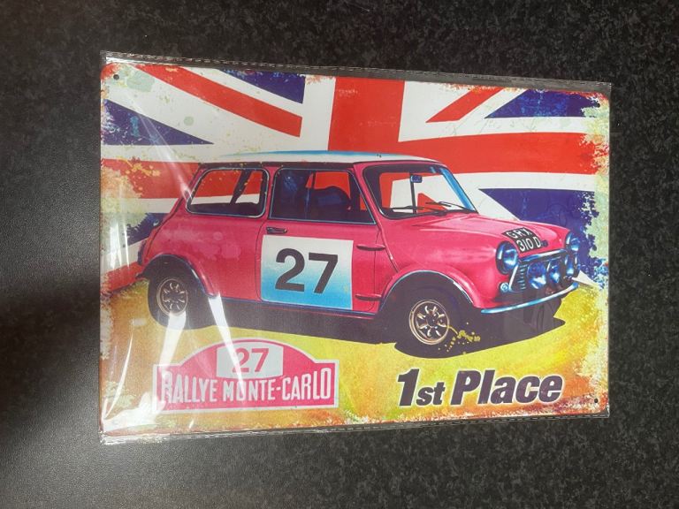 Vintage Style Sign Metal 30cm x 20cm Brand New, Mini Rallye Monte-Carlo Man Cave