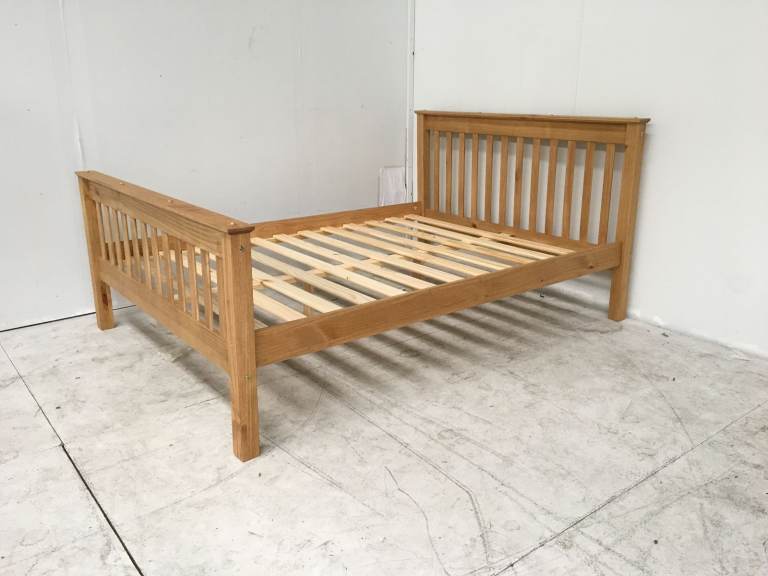 4FT6 Double Bed Waxed Pine Bed Frame