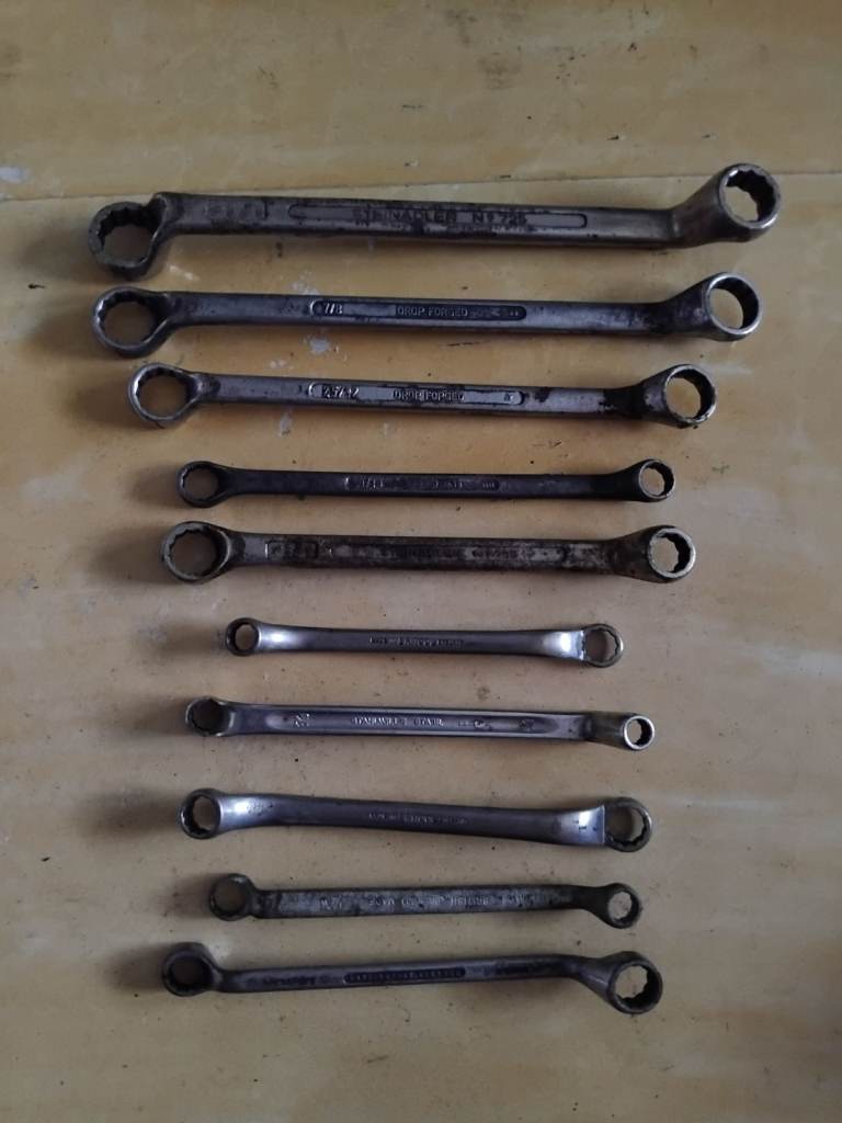 Vintage ring spanners for sale.