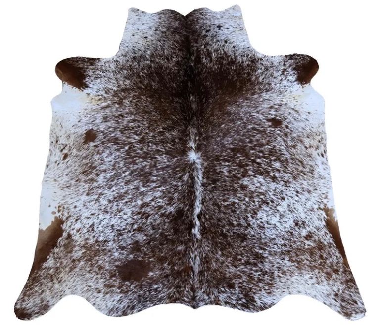 Natural Cowhide Rug - Brown and White Spotted