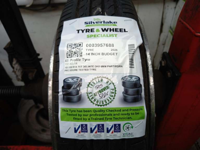 155 65 R14 75t Delinte Dh2 6mm Partworn Pressure Tested Tyre