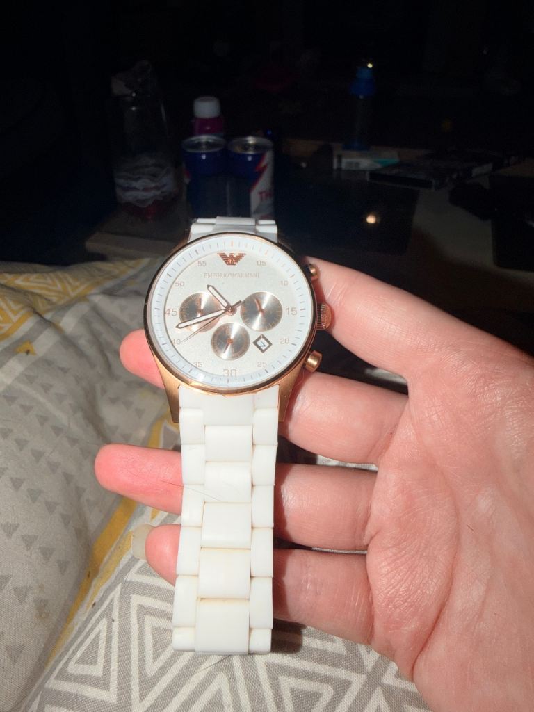 womens emporio armani white watch 