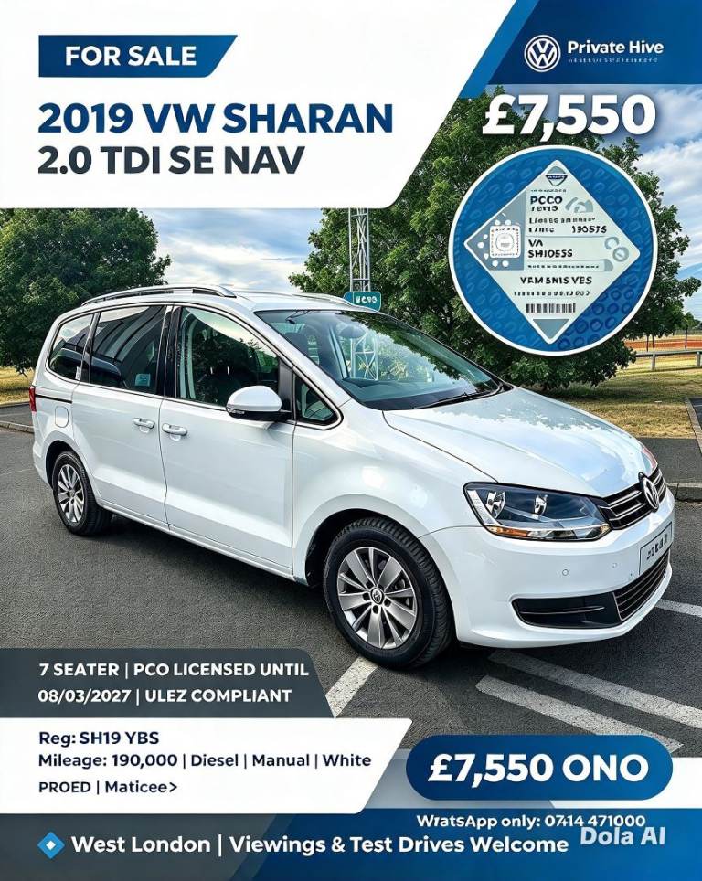 Volkswagen, SHARAN, MPV, 2019, Manual, 1968 (cc), 5 doors