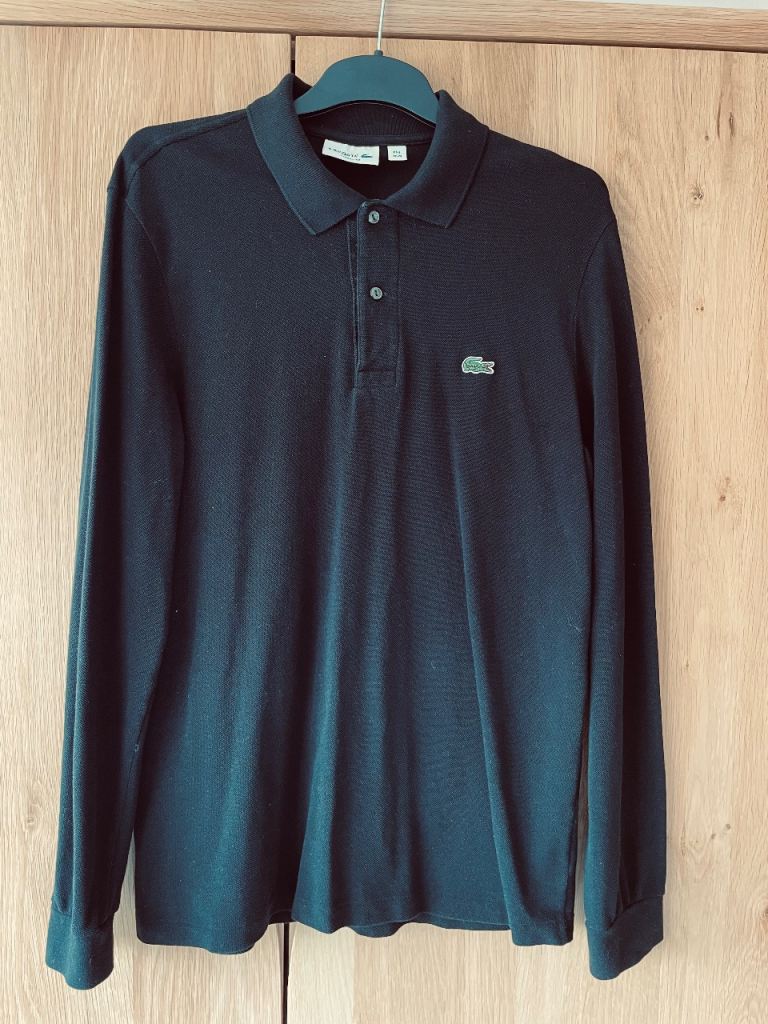 Lacoste black long sleeve polo shirt medium