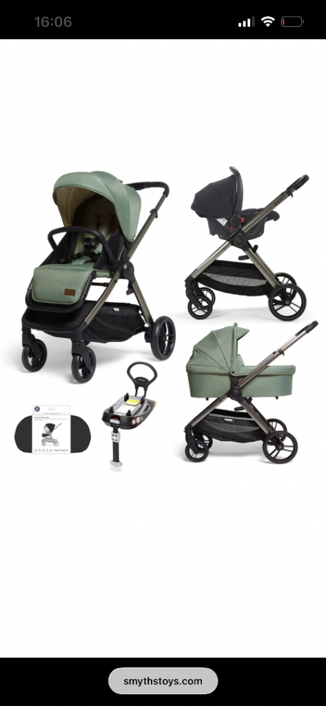 Drift by Baby Elegance 3-in-1 Travel System Bundle with R129 Car Seat and ISOFix Base Green