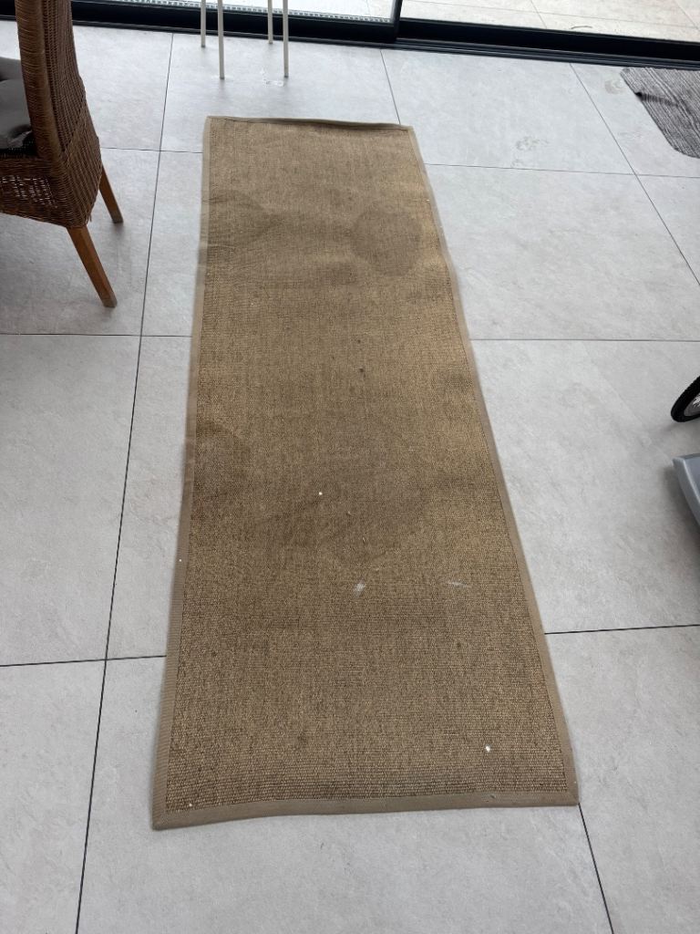 For free - Natural Woven Hallway Runner Rug – Fair Condition