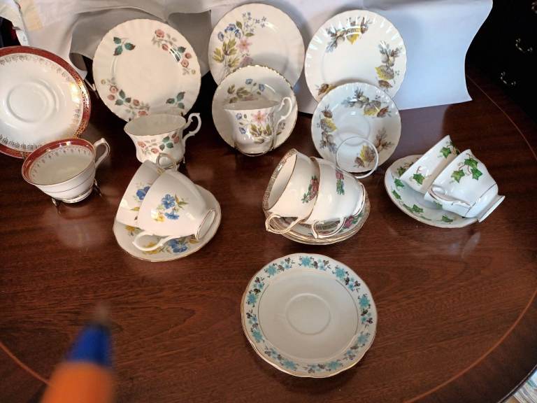 Vintage Bone China Cups, Saucers & Plates - Assorted Designs