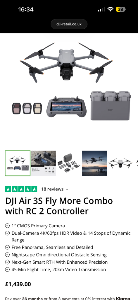 Dji air 3s fly more combo rc2 controller new