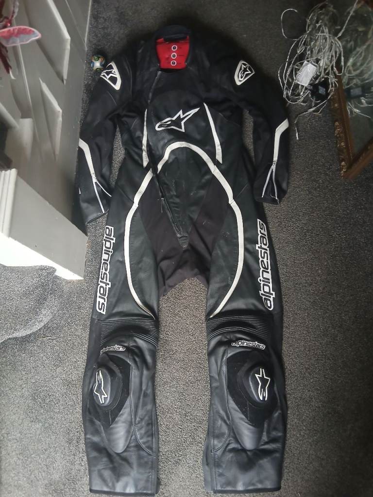 Alpinestars Orbiter 1-piece leather motorcycle suit in black and white