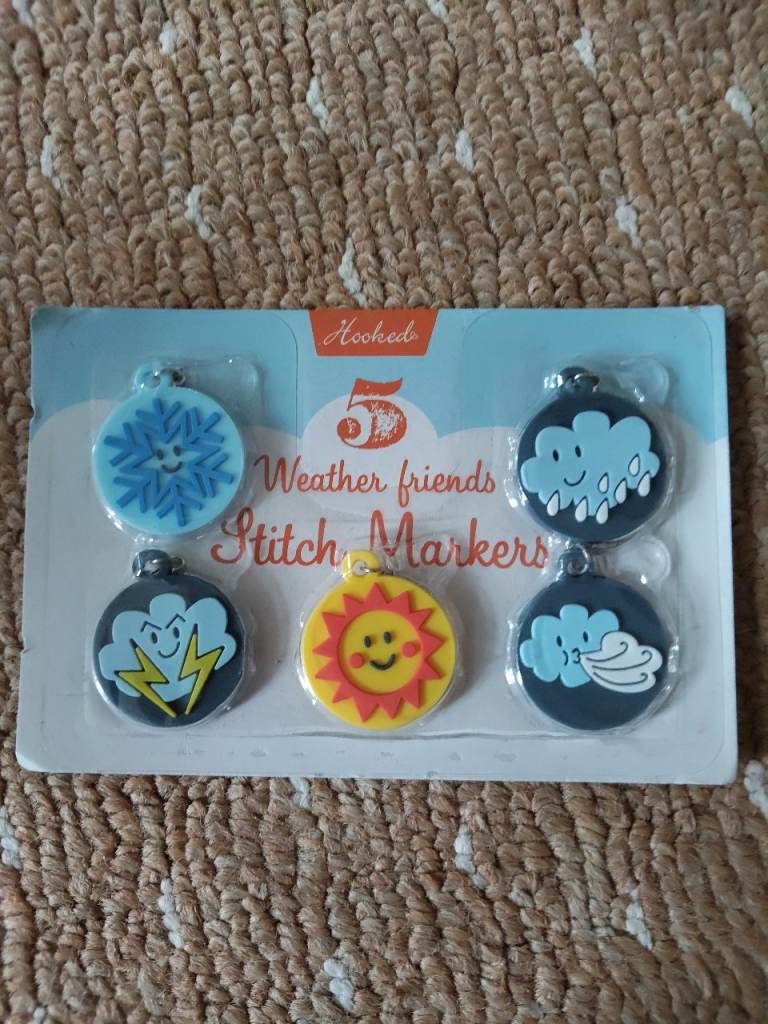5 'Hooked' Weather Friends Stitch Markers - NEW