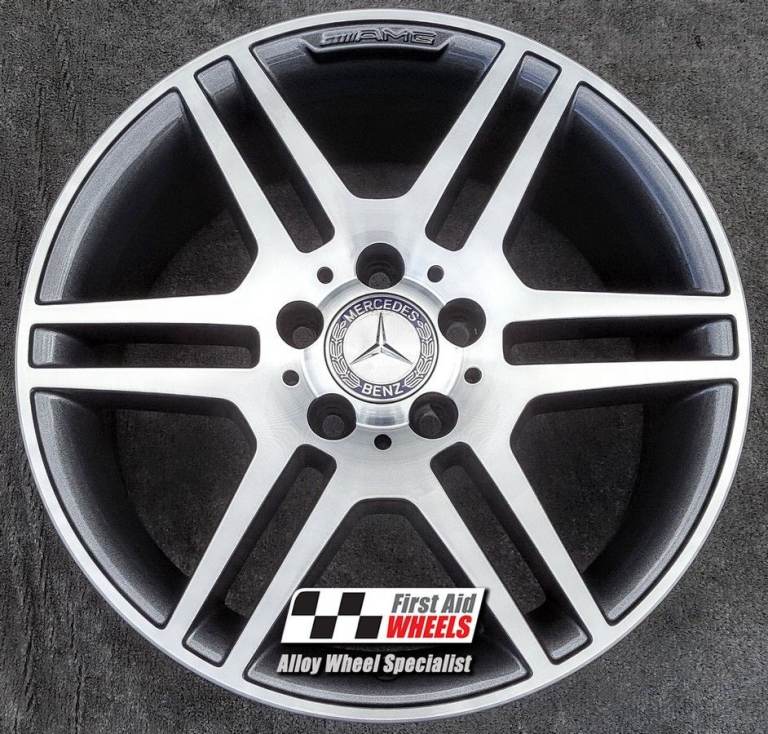 R139DCA Swap MERCEDES C CLASS 4X 17'' GENUINE AMG ANTHRACITE GREY DIAMOND CUT ALLOY WHEELS