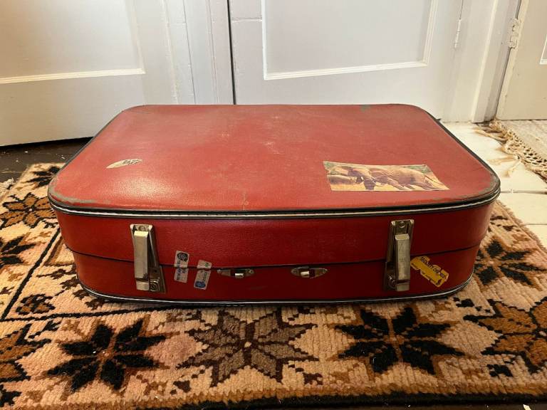 Vintage Red Suitcase 27" Home Decor / Storage