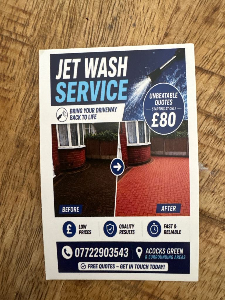 Jet wash service Solihull and surrounding 