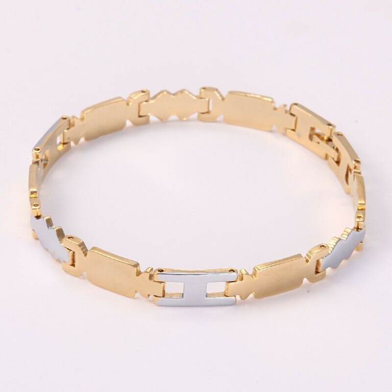 Gold Plated Two-Tone Men's/Women's Link Bracelet Chain Jewelry