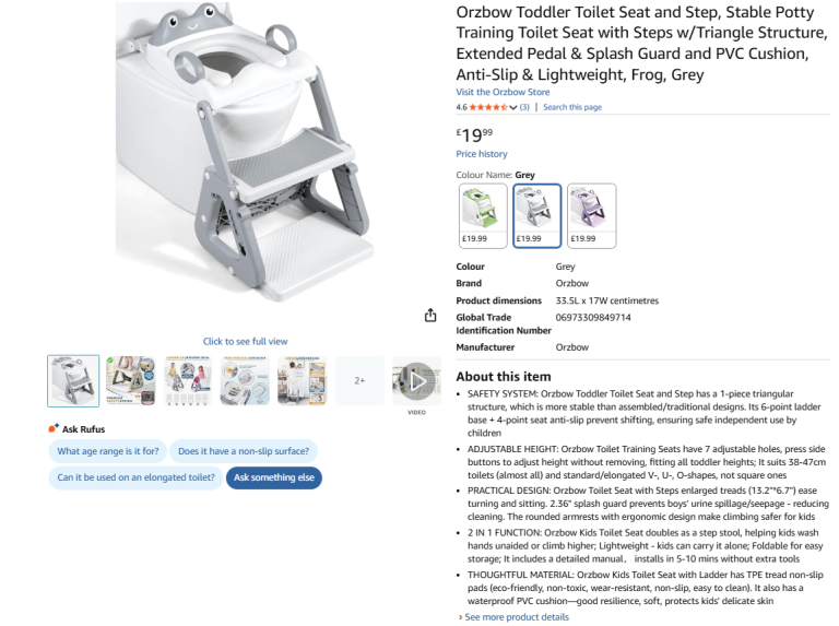 Potty Training Toilet Seat with Steps w/Triangle Structure, padel || Brand new 50% off price 