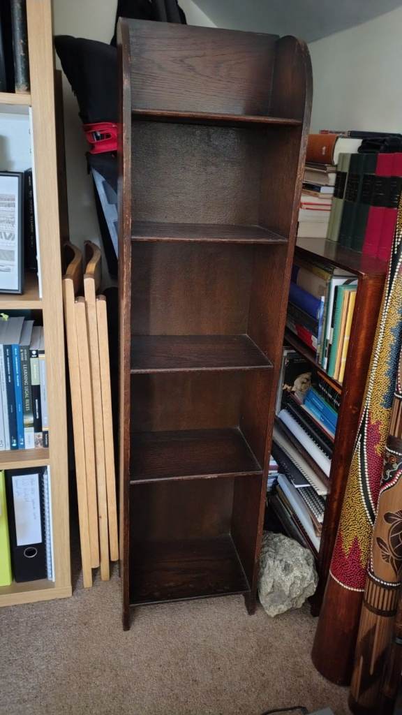 Dark Wood Bookcase with 4 Shelves – Good Condition
