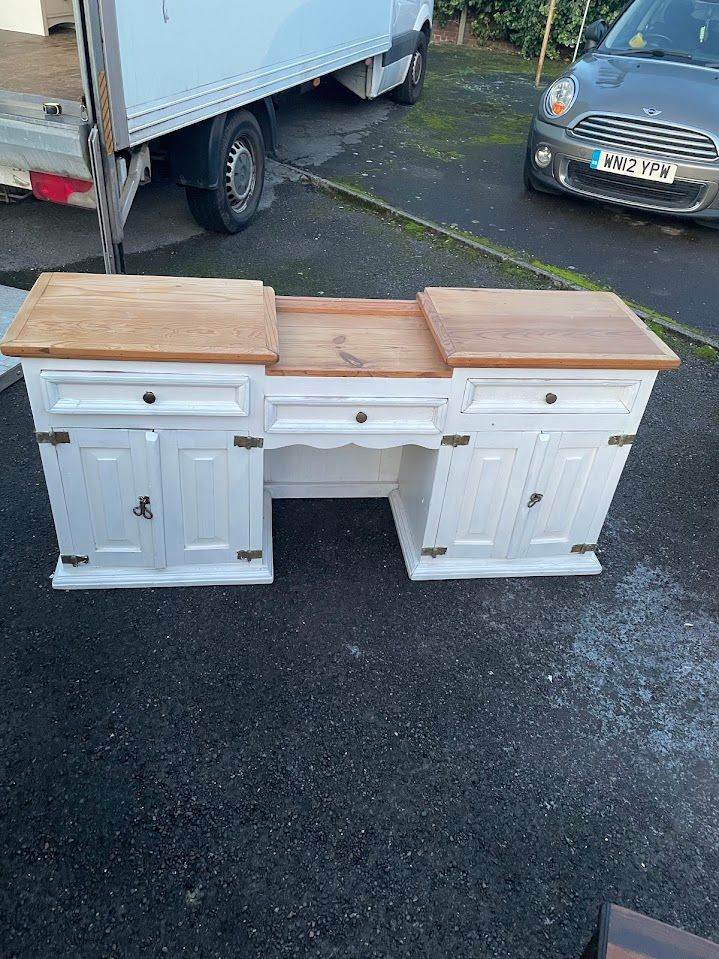  Rustic Painted White Dressing Table/Desk 'No Mirror'
