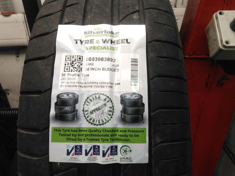 265 50 R20 111w Acceiera 10th-St68 6mm Partworn Pressure Tested Tyre