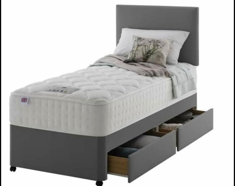 Brand new single divan bed bed with mattress and headboard 