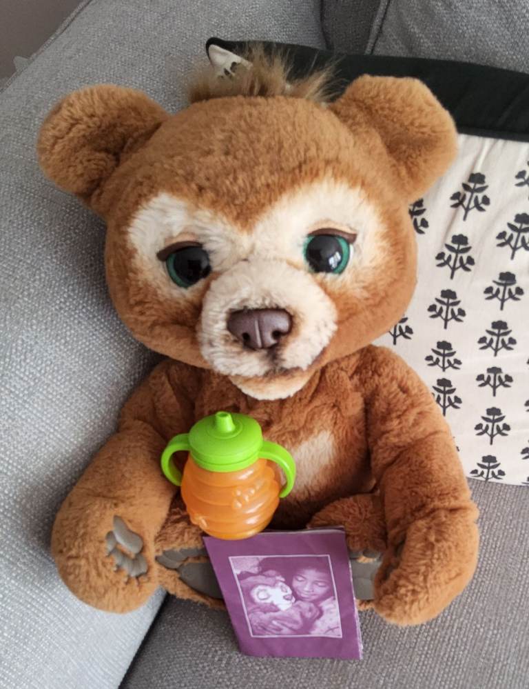 FurReal Cubby the Curious Bear With Honey Pot Hasbro Teddy Bear Interactive Toy