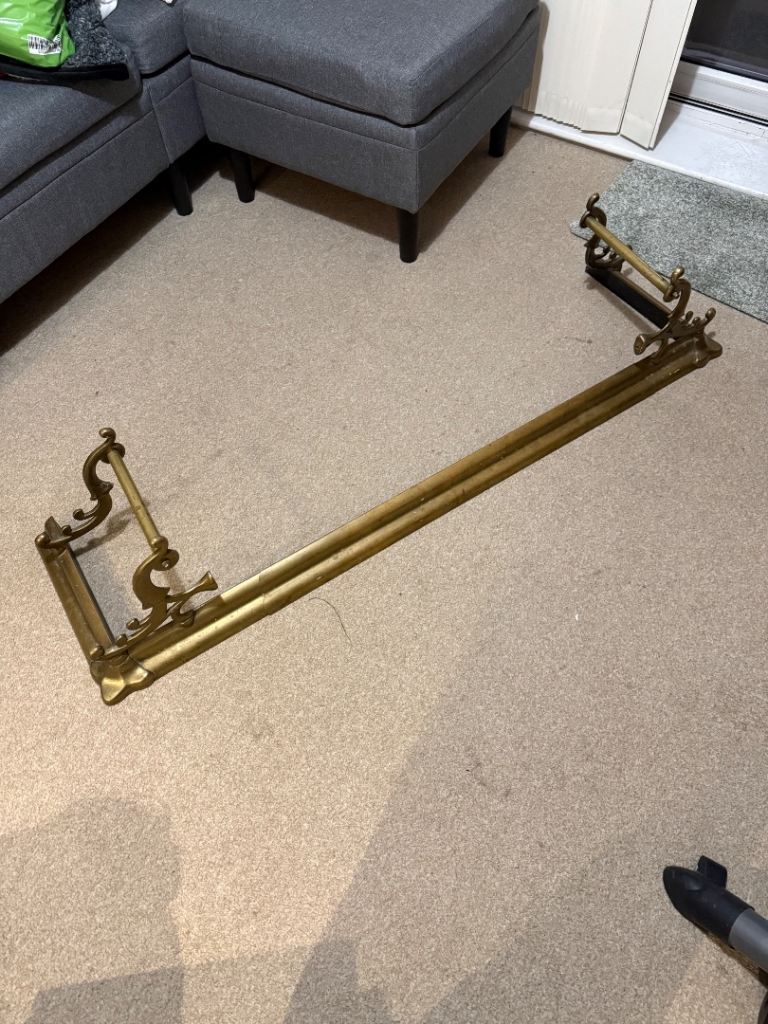 Antique fireplace brass guard 