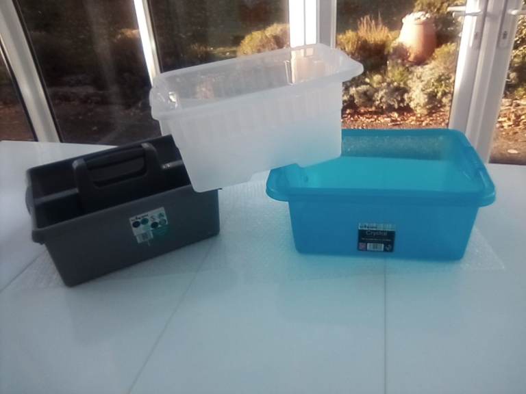 3 x various strong storage boxes. Tools, toys, hobbies, crafting.