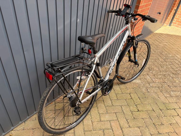 Carrera Hybrid Bike - Silver, Good Condition with Rack