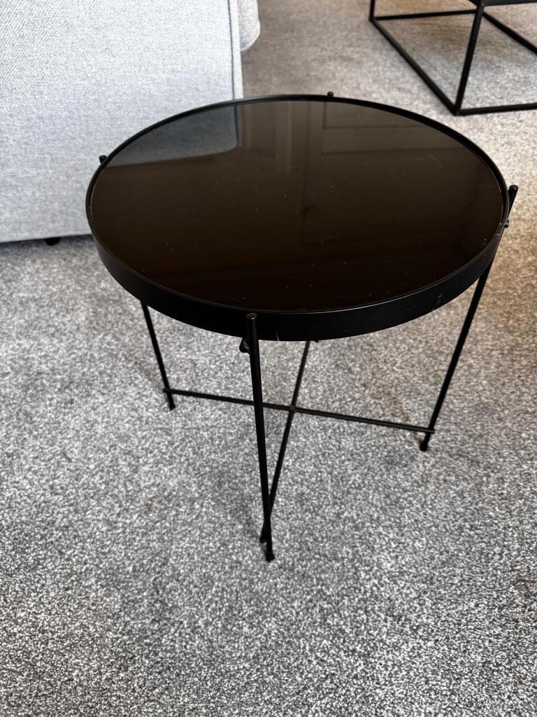SOLD PENDING COLLECTION Black Glass Side Table