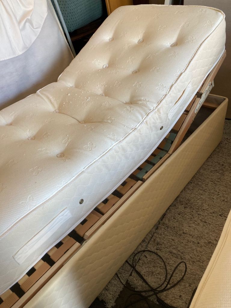 Small single electric bed with drawer and memory foam topped matttess 