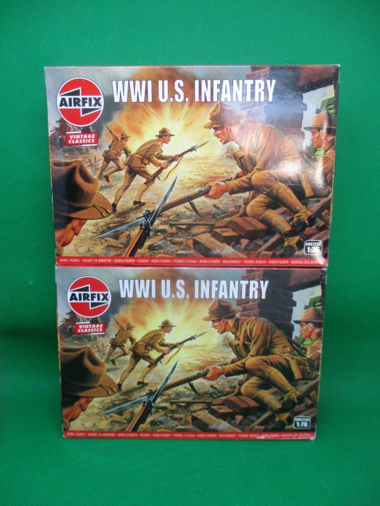 image for AIRFIX MODEL SOLDIERS WW1 US INFANTRY STILL ON SPRUE'S. X2 PACKS.